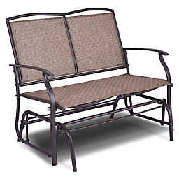 Gymax Patio Loveseat Glider Rocking Bench Double Chair With Arm Backyard Outdoor