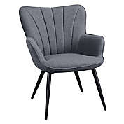 Yaheetech Upholstered Fabric Wingback Accent Chair in Gray