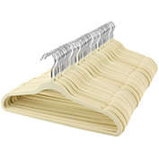 Elama Home 100 Piece Heavy Duty Velvet Non-Slip Slim Profile Hanger Set in Cream