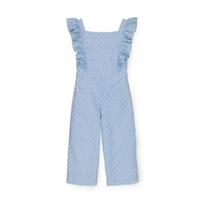 Hope & Henry Toddler Girls&#39; Wide Leg Short Ruffle Sleeve Jumpsuit Blue, 18-24 Months