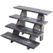 Hallops Rustic Cupcake Stand - Wooden Retail Table Display. Wood Cake Stand Display Table. Product, Food, Dessert, Pastry, Cookie, Merchandise, Market, Donut, Craft Show Tabletop Riser - Black