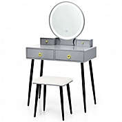 Costway Vanity Table Set with Mirror-Gray