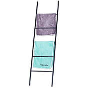 Inq Boutique Metal Free Standing Bath Towel Blanket Ladder Storage Organization, Rack for Bathroom, Bedroom, Laundry Room - Matte Black RT