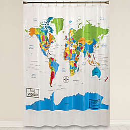 Saturday Knight Ltd World Map Collection Easily Fit Whimsical Geography Bath Shower Curtain - 70
