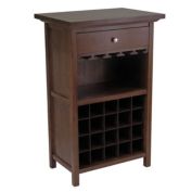 Winsome Wine Wood Kitchen Storage Organization Furniture Rack / Cabinet / Shelf with Drawer, Glass And Bottle Rack