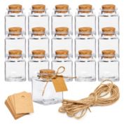 Blue Panda 15 Pack Mini Glass Bottles with Cork Stoppers for Party Favors, Spices Jar, Herbs, Keepsakes (1.7 oz)