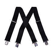 HDE Mens X-Back Clip Suspenders Adjustable 2&quot; Shoulder Strap in Black