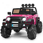Costway 12V Kids Spring Suspension Ride On Truck-Pink