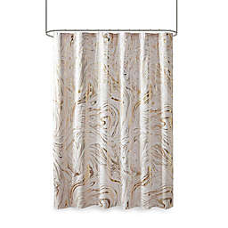 Intelligent Design. 100% Polyester Printed Marble Metallic Shower Curtain.