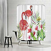 Americanflat 71" x 74" Shower Curtain, Flamingo Pairing by PI Creative Art