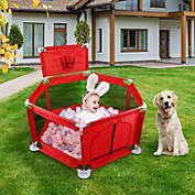 Infinity Merch Portable Safety Playard PlayPen Washable Red
