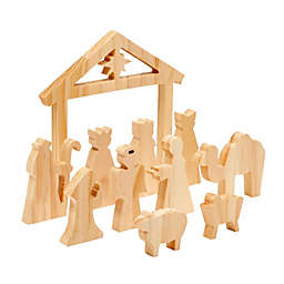 Bright Creations Unfinished Wooden Nativity Scene Set, DIY Christmas Decoration Crafts (11 Pieces)