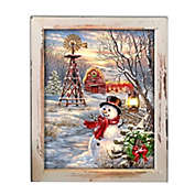Glow Decor 10" White and Red LED Lighted Winter Windmill Christmas Rectangular Shadow Box Decoration