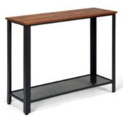 Slickblue Metal Frame Wood  Console Sofa Table with Storage Shelf-Black