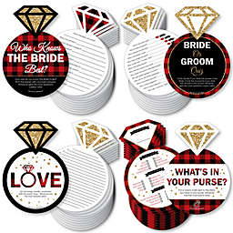 Big Dot of Happiness Flannel Fling Before The Ring - 4 Buffalo Plaid Bridal Shower Games - 10 Cards Each - Gamerific Bundle