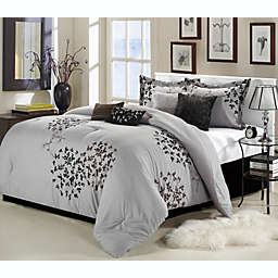 Cheila Silver Comforter Bed In A Bag Set 8 Piece