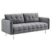 Modway Furniture Cameron Tufted Performance Velvet Sofa, Gray