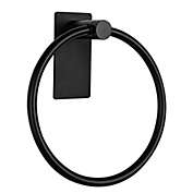 Unique Bargains Classic Towel Ring Wall Mounted Stainless Steel Towel Holder with Adhesive for Bathroom Kitchen Waterproof 5.5" Ring Black
