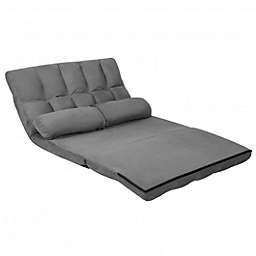 Costway Foldable Floor 6-Position Adjustable Lounge Couch-Gray