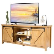 Slickblue TV Stand Media Center Console Cabinet with Sliding Barn Door - Golden