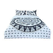 PiccoCasa Fashion Bohemian Bedding Comforter Sets, Queen with 2 Matching Pillow Shams Soft Microfiber 3-Piece Mandala Quilt Set (White, Full/Queen)