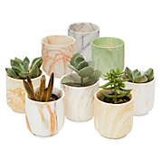 Okuna Outpost Set of 8 Miniature Ceramic Pots with Drainage Hole for Succulents (Marble Design, 2.5 In)