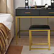 Infinity Merch Modern Padded Vanity Stool Chair Bedroom Dressing Room Makeup Stool Accent Black