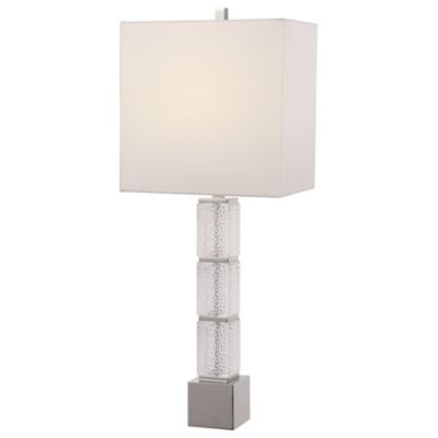 Contemporary Home Living 33" Contemporary Glass Table Lamp with White Square Drum Shade