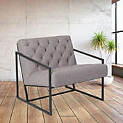 Emma + Oliver Retro Light Gray LeatherSoft Tufted Lounge Chair