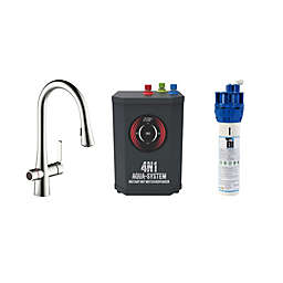 AquaNuTech AquaNuTech 4N1 Aqua System Plus Faucet with Filtration System and Leak Detector, Brushed Nickel