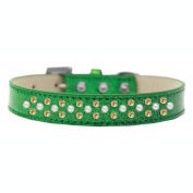 Mirage Pet Products Sprinkles Ice Cream Dog Collar Pearl and Yellow Crystals Size 18 - Emerald Green