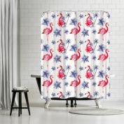 Americanflat 71" x 74" Shower Curtain, Beach Flamingos by Sam Nagel