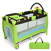 Slickblue Nursery Center Playard Baby Crib Set Portable Nest Bed-Green