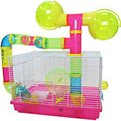 YML Dwarf Hamster, Mice Cage, with Color Tubes and Accessories, Pink