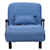 Slickblue Convertible Folding Leisure Recliner Sofa Bed-Blue