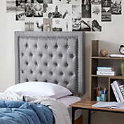 DormCo Tavira Allure Twin/Twin XL College Dorm Headboard - Tufted Rivet - Linen Gray