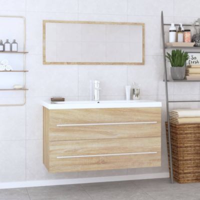 vidaXL 3 Piece Bathroom Furniture Set Sonoma Oak