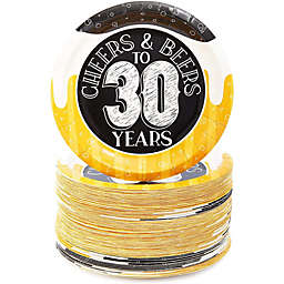 Blue Panda Cheers & Beers to 30 Years Paper Plates for 30th Birthday Party (7 In, 80 Pack)
