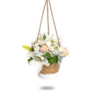 Farmlyn Creek Hanging Planter Pots, Woven Plant Basket (8 x 6 Inches, White)