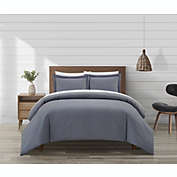 Chic Home Morgan Duvet Cover Set Contemporary Two Tone Striped Pattern Bed In A Bag Bedding - Sheets Pillowcases Pillow Shams Included - 7 Piece - Queen 90x90", Navy