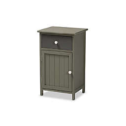 Baxton Studio  Baxton Studio Barend Mid-Century Modern Two-Tone Grey and Charcoal Finished Wood 1-Drawer Storage Cabinet
