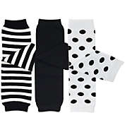 Wrapables Playful Patterns Baby & Toddler Leg Warmers (Set of 3) / Black & White Stripes/Solids/Dots