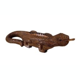 D-Art collection Hand Crafted Teak Mahogany Wood Iguana Statue - Medium