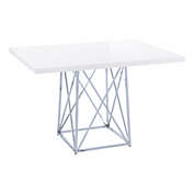 Monarch Specialties I 1046 Dining Table - 36&quot; X 48&quot; / White Glossy / Chrome Metal