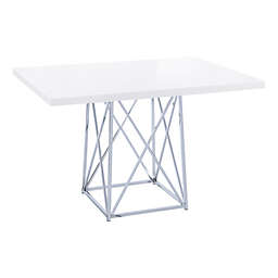 Monarch Specialties I 1046 Dining Table - 36" X 48" / White Glossy / Chrome Metal