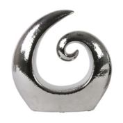 Urban Trends Collection Ceramic Spiral Abstract Sculpture on Base, Large, Polished Chrome Finish - Silver