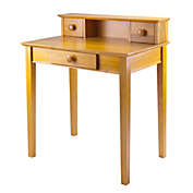 Contemporary Home Living 30" Honey Pine Studio Writing Desk with Hutch