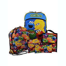 Sesame Street Boys Girls 5 piece Backpack Lunch Bag and Snack Bag School Set