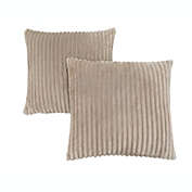 Monarch PILLOW - 18"X 18" / BEIGE ULTRA SOFT RIBBED STYLE / 2PCS