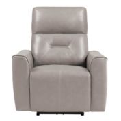 Lazzara Home Brimmer 36.5"W Faux Leather Straight Power Reclining Chair With Usb Port In Light Gray